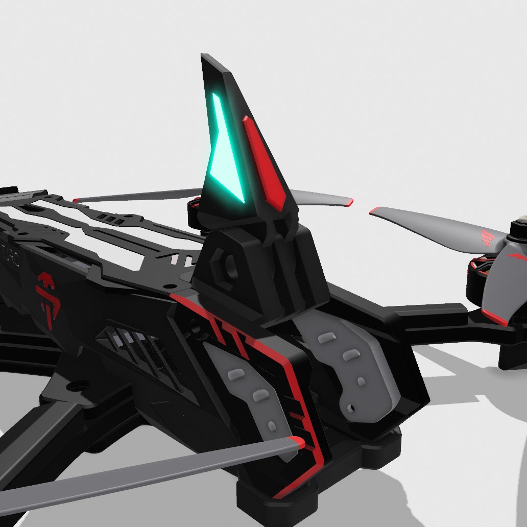 LED发光鲨鱼鳍穿越机狗座装饰品机架配件3D打印件花飞竞技反乌龟