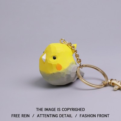 手工木雕玄凤鹦鹉钥匙扣书包背包挂件钥匙圈装饰小鸟可爱生日礼物