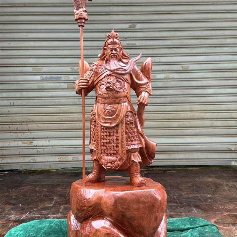 供奉花梨木雕80cm高关公神像摆件关二爷手工雕刻根雕武财神公厂家
