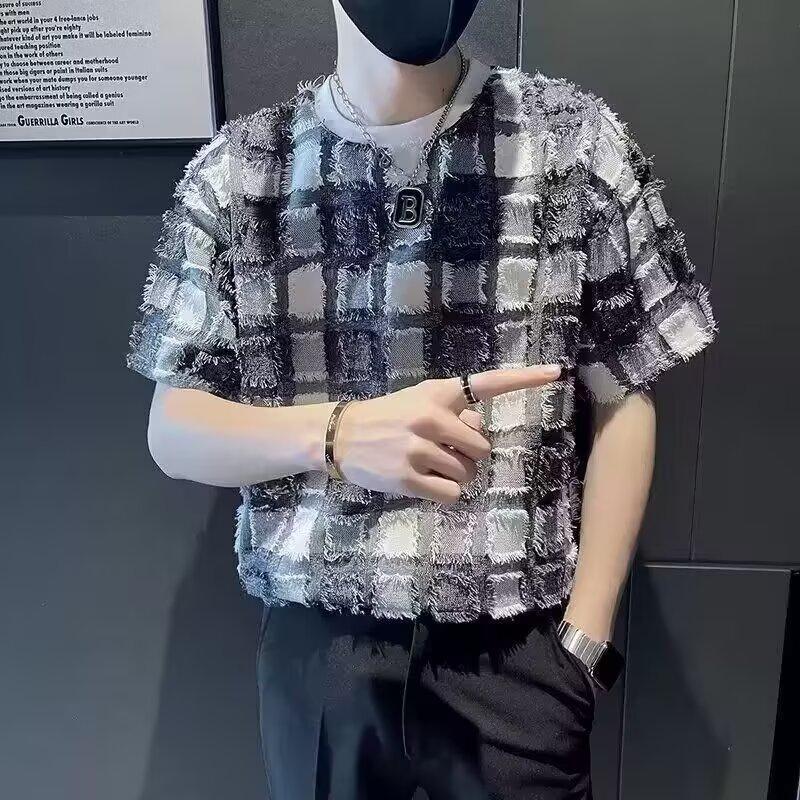 男士短袖t恤夏季潮牌ins超火痞帅网红爆款设计感高级感发型师男装