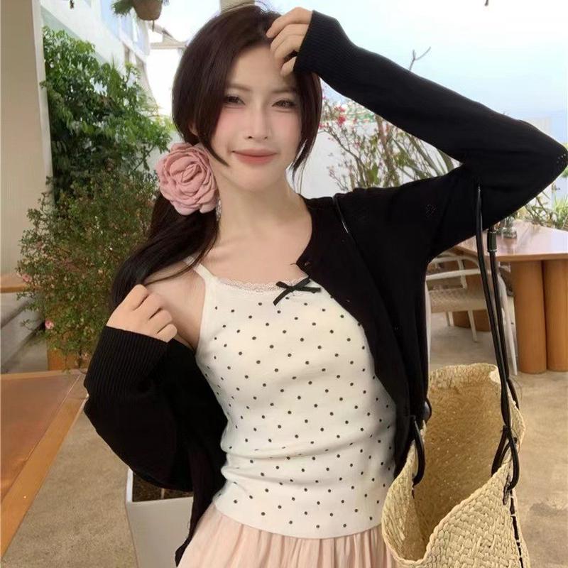 纯欲蕾丝花边灰色吊带背心女带胸垫内搭外穿短款修身设计感小众女