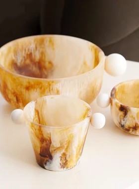 印度进口球形手柄装饰碗收纳果盘摆件中古样板间托盘首饰盒装饰