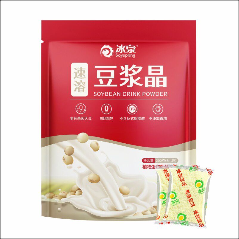 新日期冰泉速溶豆浆晶200g袋装即食豆浆粉早餐豆花豆奶粉黄豆冲饮