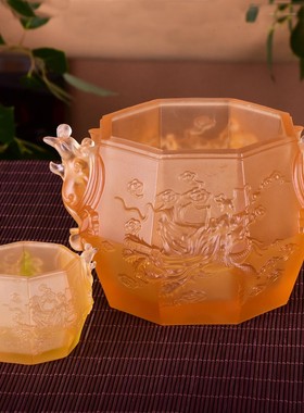 琉璃潮流客厅金斗凤凰摆件家用装饰时尚聚宝盆烟缸乔迁礼品