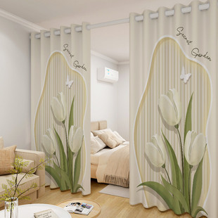 法式客厅隔间帘门帘落地房间分间卧室分隔遮光窗帘免打孔遮挡帘子