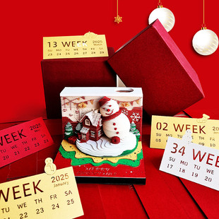 新款 2025圣诞雪人日历纸雕模型3d立体便签ins圣诞节礼品