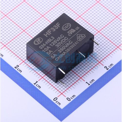 功率继电器 HF33F/024-HSL3 插件,10.2x20.5mm 4 24V 电子元器件