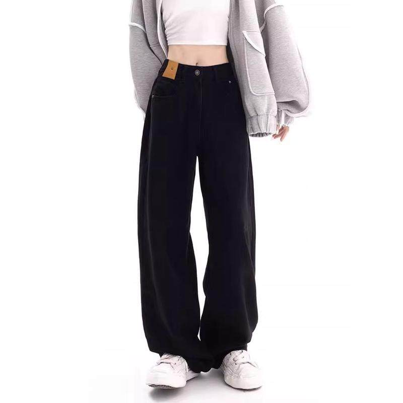 梨形身材黑色阔腿大码女胖mm显瘦春季宽松直筒拖地长裤,女装/女士精品,大码裤装,淘宝优惠券,粉丝福利购,淘宝优惠卷