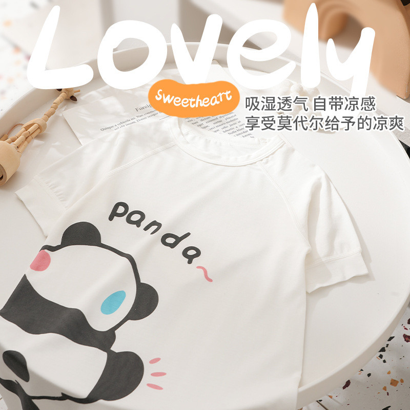 婴儿衣服莫代尔夏天宝宝连体衣睡衣薄款夏季新生儿熊猫哈衣爬服