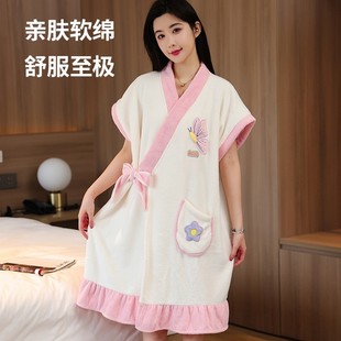 浴巾女洗澡游泳家用裹巾比纯棉吸水速干大人可穿裹女生浴裙 浴袍式