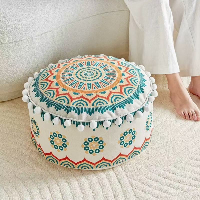 圆形复古风墩子凳子中式矮凳蒲团垫懒人坐垫可拆洗豆袋泡沫颗粒蒲