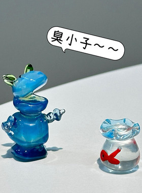 石矶娘娘摆件琉璃吊坠玻璃哪咤手办可爱礼品桌面装饰厂家