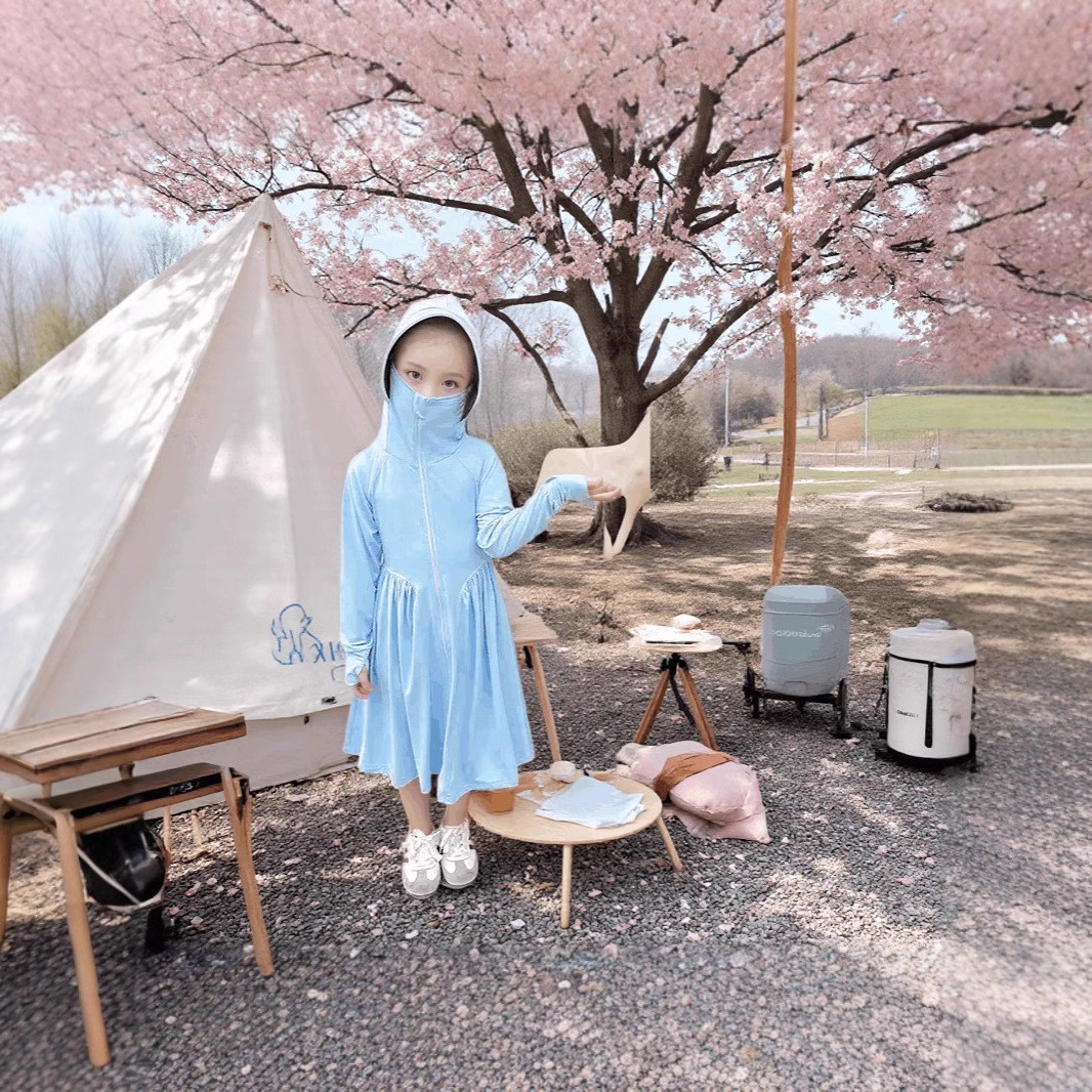 女童防晒衣夏季2025新款冰丝儿童轻薄外套透气长款宝宝空调服洋气