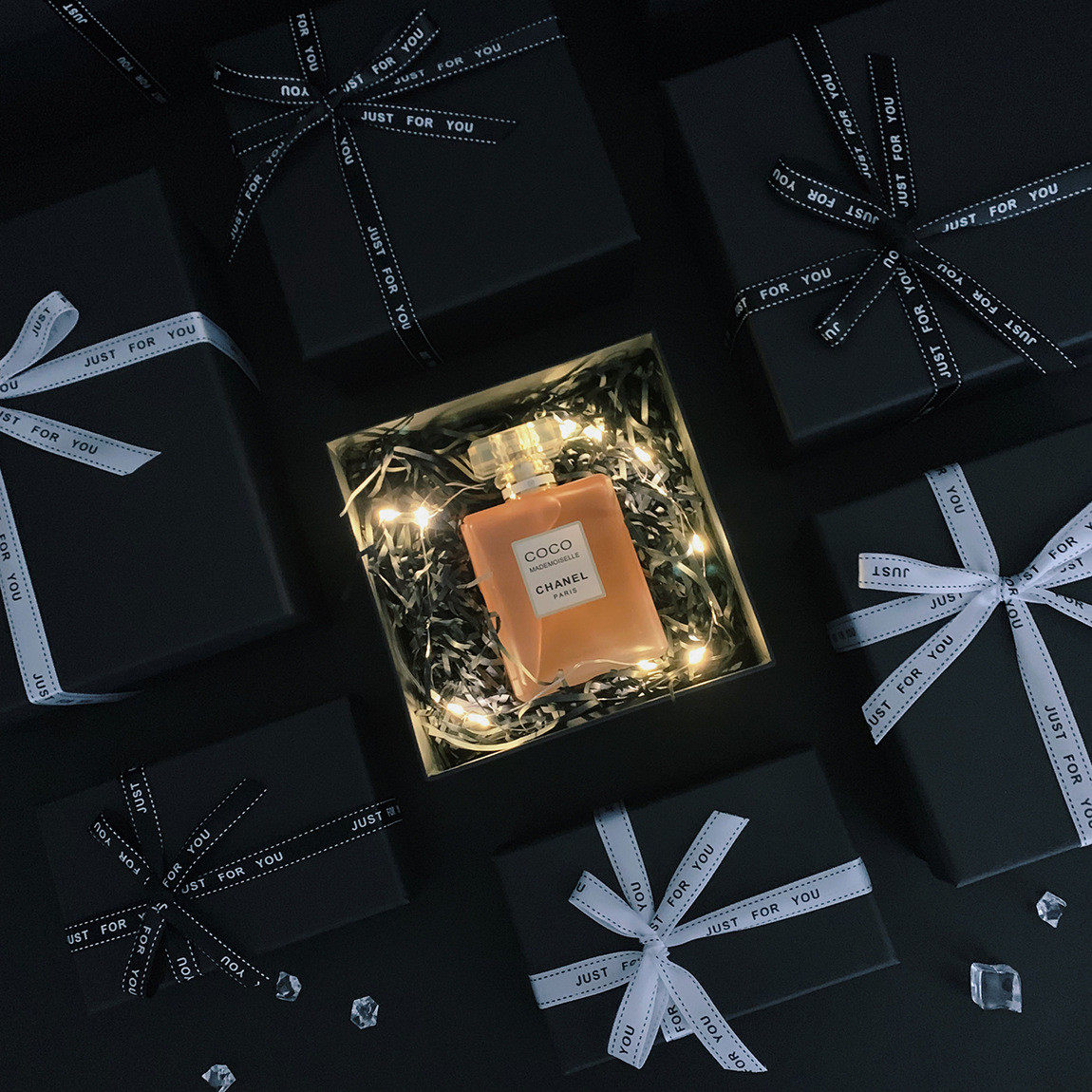 黑色丝带礼盒包装盒空盒现货批发天地盖饰品口红化妆品创意礼品盒