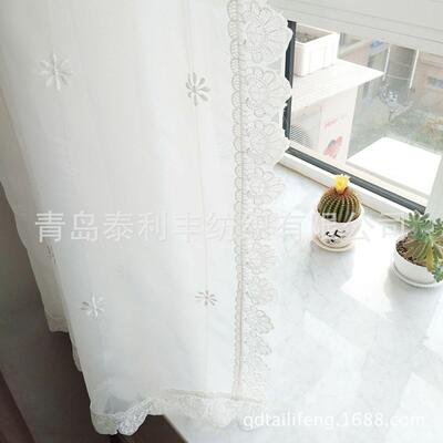 特例纶成品蕾丝窗纱白色双层咖啡帘厨房半帘
