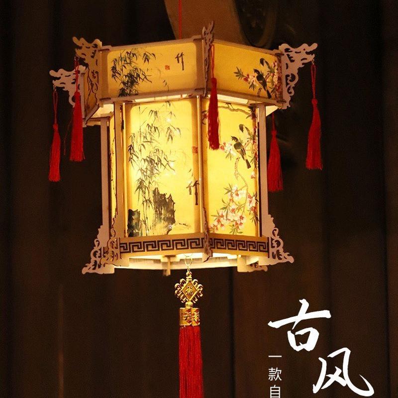 古风灯笼发光汉服手工中式仿古宫灯挂件布艺挂饰新年餐厅店铺装饰