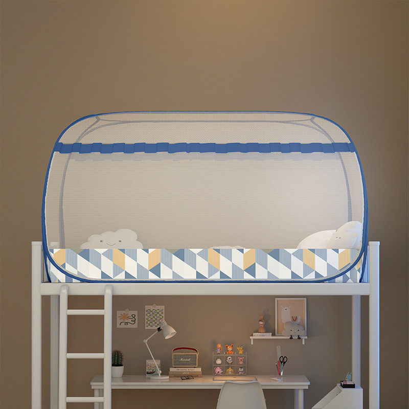 蒙古包蚊帐上下床免安装折叠式拉链单位宿舍单人床尾门子母床学生