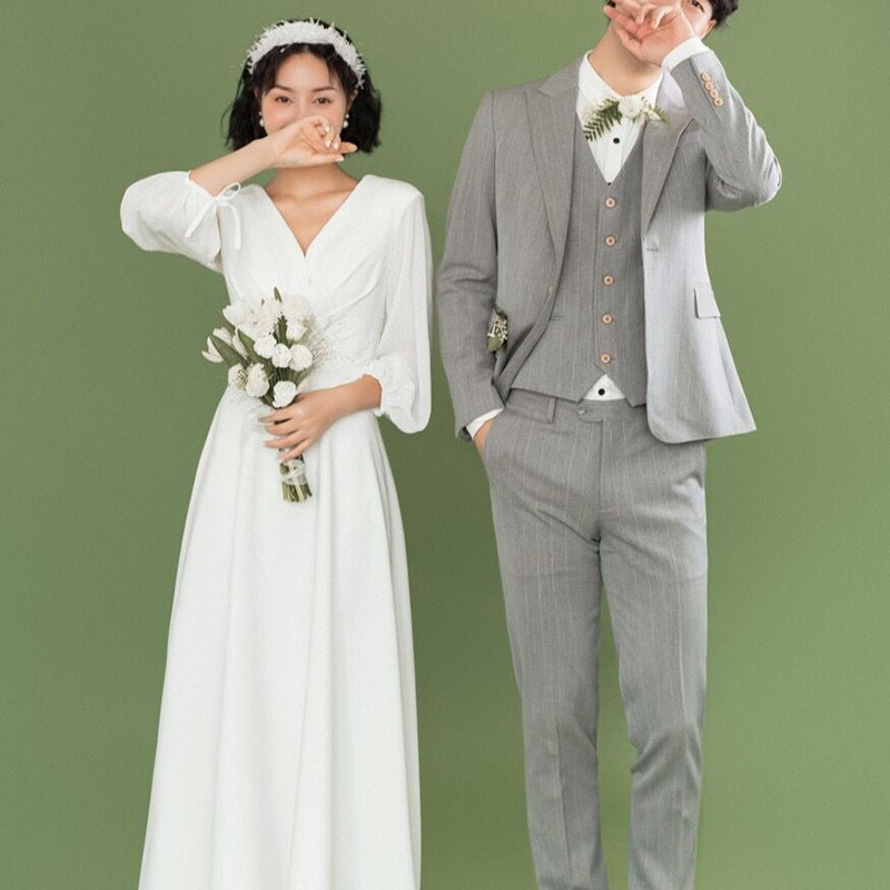 法式轻婚纱2024新款新娘气质领证小白裙礼服日常小个子森系出门纱
