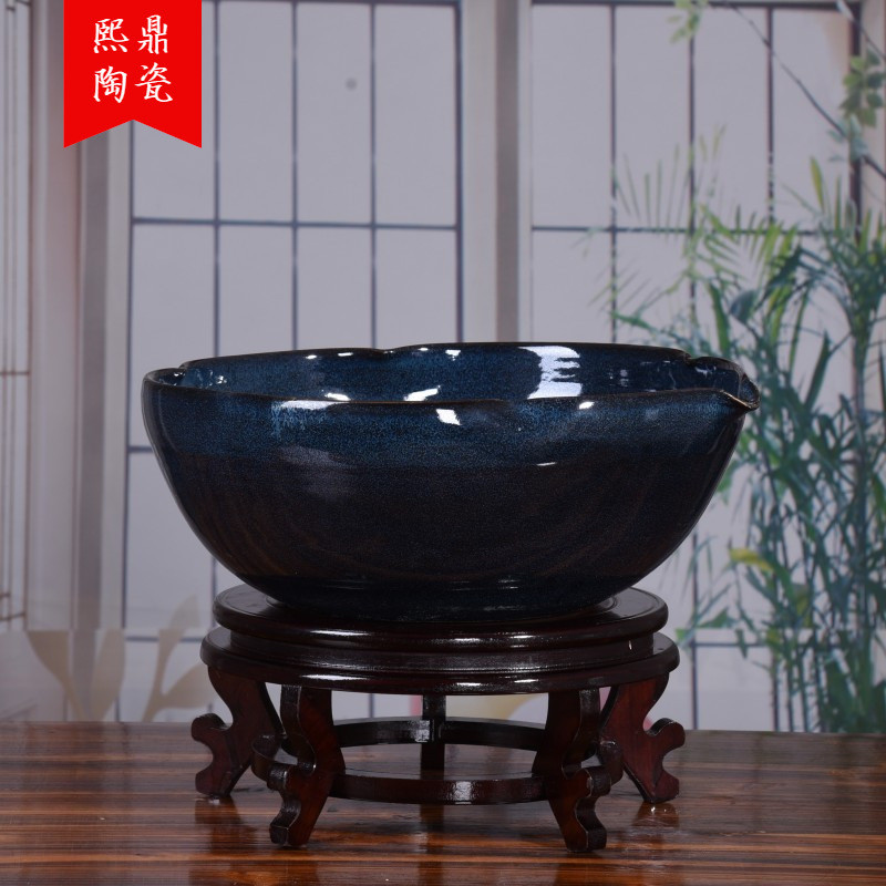 陶瓷鱼缸摆件 颜色釉窑变水培植物养鱼乌龟碗莲盆 鱼缸陶瓷摆件