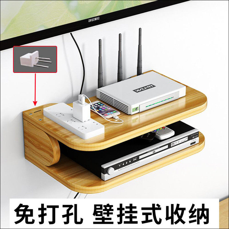 放路由器和机顶盒的架子电视机放置架收纳上墙免打孔投影仪放厂家