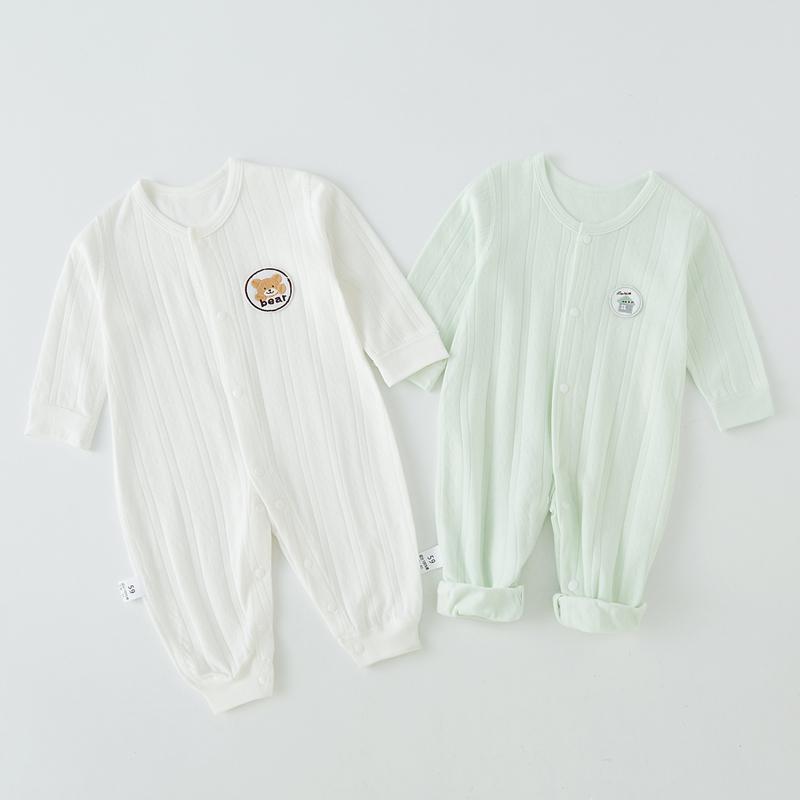 婴儿衣服连体衣春秋夏季薄款纯棉宝宝哈衣爬服四季长袖新生儿睡衣