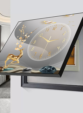 万福格电表箱装饰画带钟表现代简约客厅免打孔遮挡配电箱电闸合