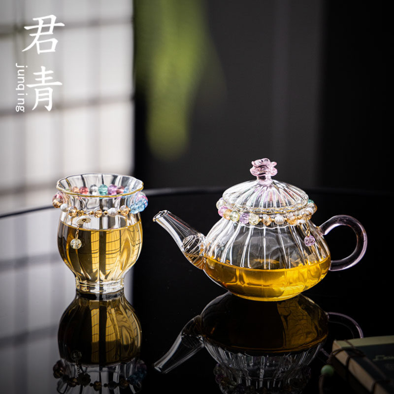 大容量花茶壶玻璃耐热人工吹制茶具泡茶壶茶器玫瑰花茶壶煮茶壶图片