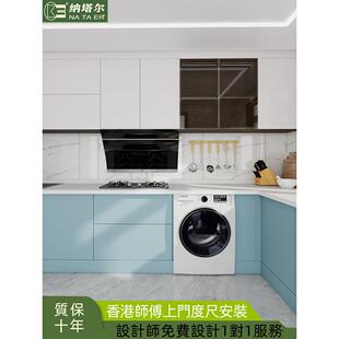 香港全公屋橱柜定制整体厨房装修UL型石英石不锈钢做家私订造设计