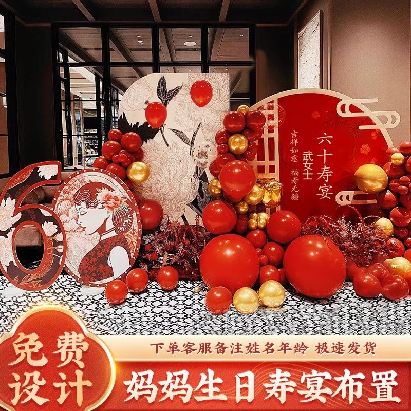 老人80大寿宴祝生日布置装饰场景八十90气球七十70背景墙kt板用品