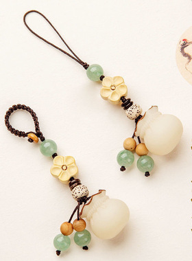 天然菩提钱袋手机链挂件情侣高档汽车钥匙扣招财福袋包挂饰品男女