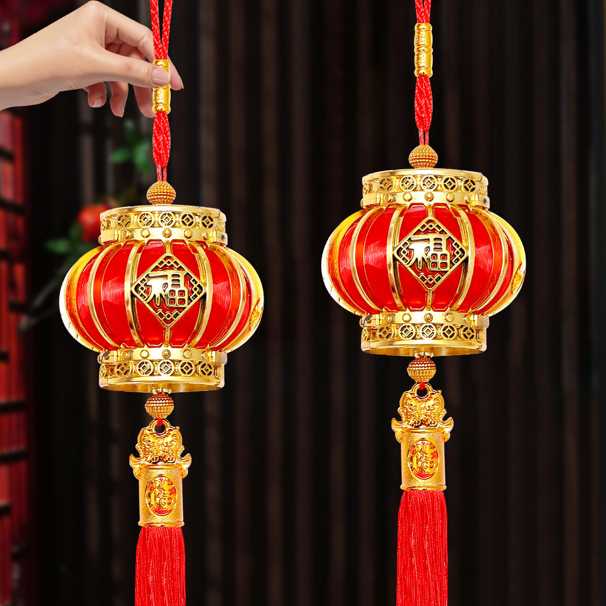 年货挂件小灯笼镀金小钱袋新年装饰品喜庆挂饰吉祥如意招财福包串