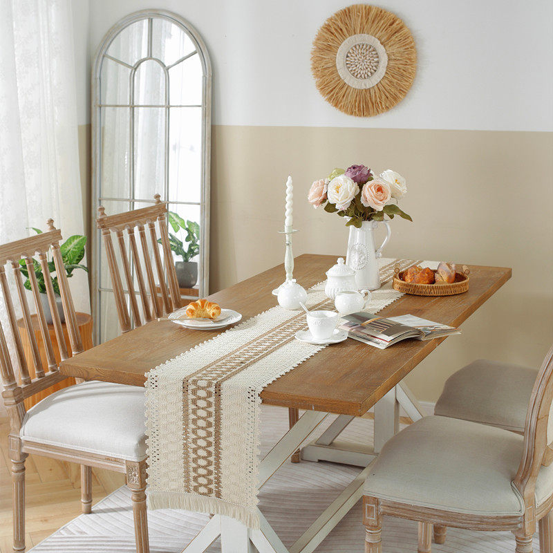 美式棉麻机织拼色爱心流苏条纹菱形格桌旗餐桌斗柜装饰一件代发,居家布艺,桌旗,淘宝优惠券,粉丝福利购,淘宝优惠卷