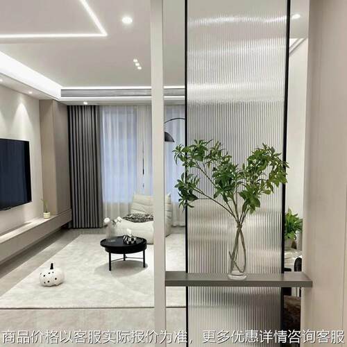 现代简约长虹玻璃隔断轻奢入户屏风客厅卧室洗手台铁艺不锈钢玄关