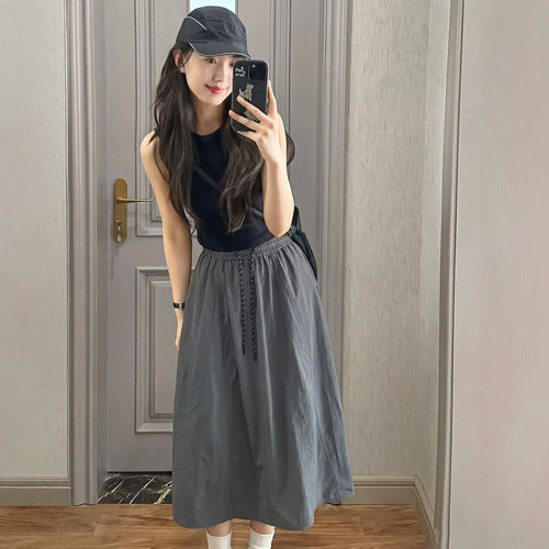 工装半身裙女2026新款胖mm伞裙a字半裙垂坠感小个子夏季南瓜长裙
