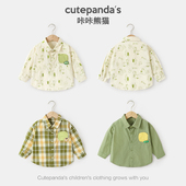 春秋男童衬衣小童女童宝宝上衣 婴儿衣服春装 咔咔熊猫儿童长袖 衬衫