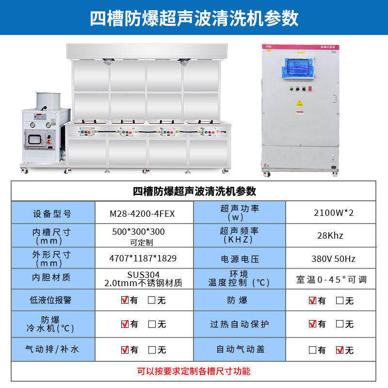 定清制工四槽波业防爆超声洗机适用酒精煤M28-1500油碳氢丙酮等溶