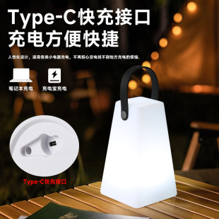饰发光小夜灯家用桌面灯Type 复古露营灯户外装 c快充多功能手提灯