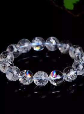 天然白阿赛水晶手链女白幽灵水晶手串男异象白水晶手链礼物
