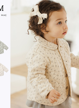 Quincy Mae官方正品童装秋冬新品可爱印花棉服外套保暖外穿上衣女