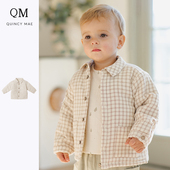 百搭翻领加绒棉服外套 男女童同款 Quincy Mae春秋棉服复古格纹衬衫