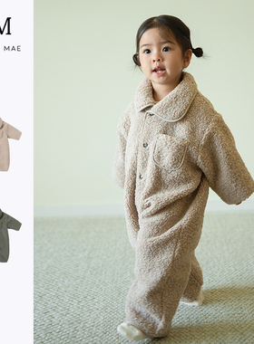 Quincy Mae秋冬新款加厚双面穿摇粒绒宝宝新生儿保暖外出衣连体衣