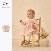 Quincy Mae复古甜心26新春荷叶领连衣裙女宝宝长袖 甜美减龄公主裙