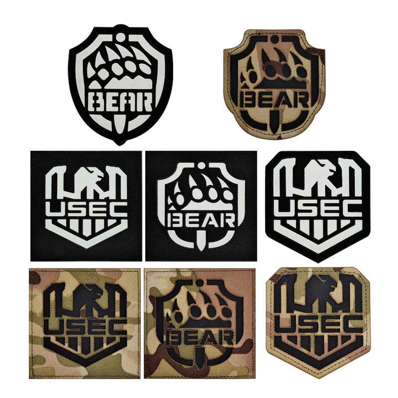 BEAR USEC 逃离塔科夫周边徽章熊爪激光雕刻魔术贴章夜光反光布贴