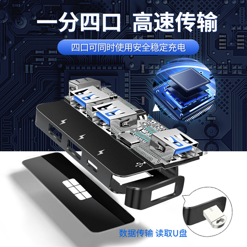 悠水适用吉利银河L7/L6/E8车载USB扩展器typec转换头数据线充电器