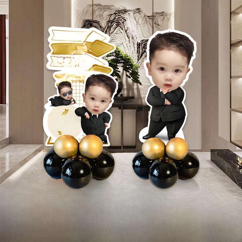 套装宝宝宴会一周岁生日欢迎卡百日宴会布置百日满月门装饰背景墙