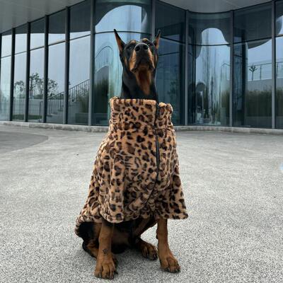 大型犬衣服帅气豹纹保暖衣服杜宾马犬衣服大狗冬季加厚衣服