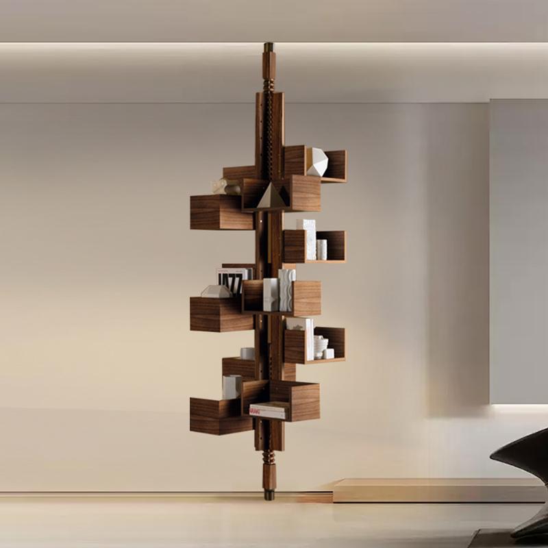 阿波罗豪宅别墅网红胡桃木360度旋转书架Albero设计师实木置物架