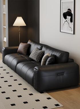 真皮沙发直排意大利Normcore层牛皮黑色覆古客厅三个座位新的小公