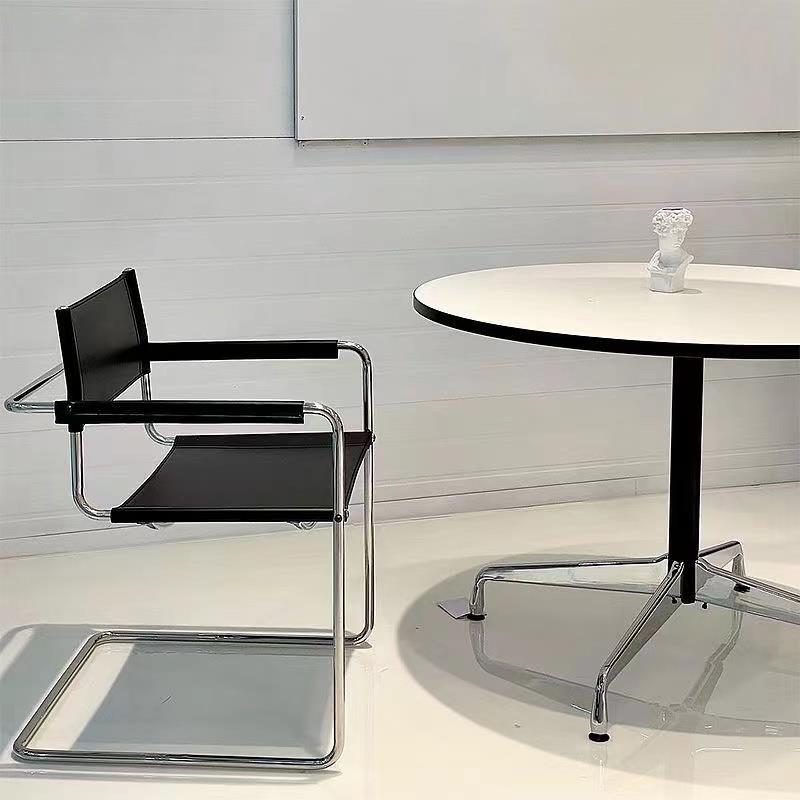 包豪斯椅子舒适办公椅轻奢中古餐椅高端不锈钢管椅网红ins扶手椅