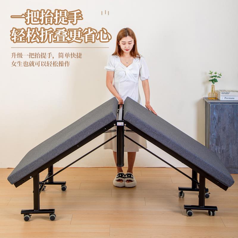 新款日式亚麻家用办公午休折叠床成人加固单人双人酒店民宿加床